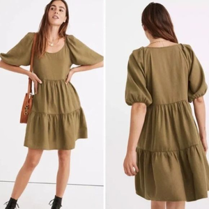 Madewell Olive Green‎ Responsible Puff Sleeve Dress